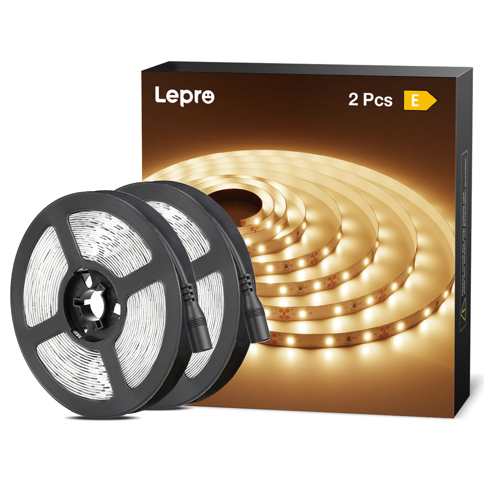 Lepro 12V LED Strip Lights 5Mx2, Warm White 3000K, 60 LEDs/M, 2300lm x2, Flexible Lightstrip for Kitchen, Cabinet, Mirror, Door and More (LED Strip Light Only, No Power Supply)