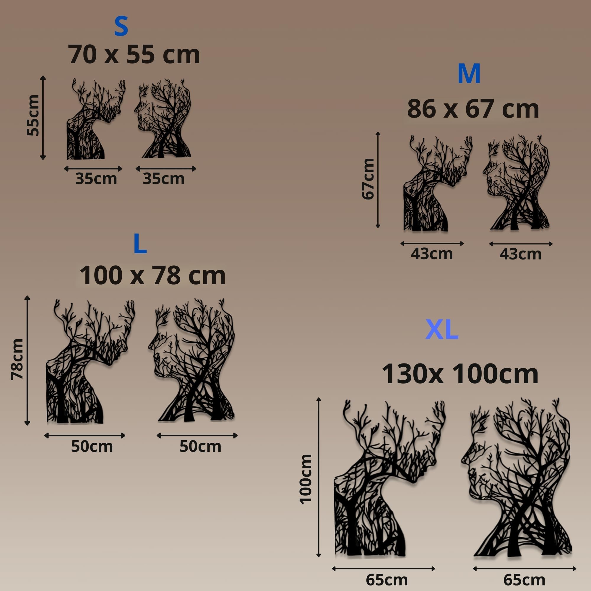 VAILLA ® Quadro moderno soggiorno, Decorazione 3D Murali in legno, Quadretti da parete in nero e oro, Decorazioni moderni muro per salotto, camera da letto, Corridoio, casa (Teste 1)