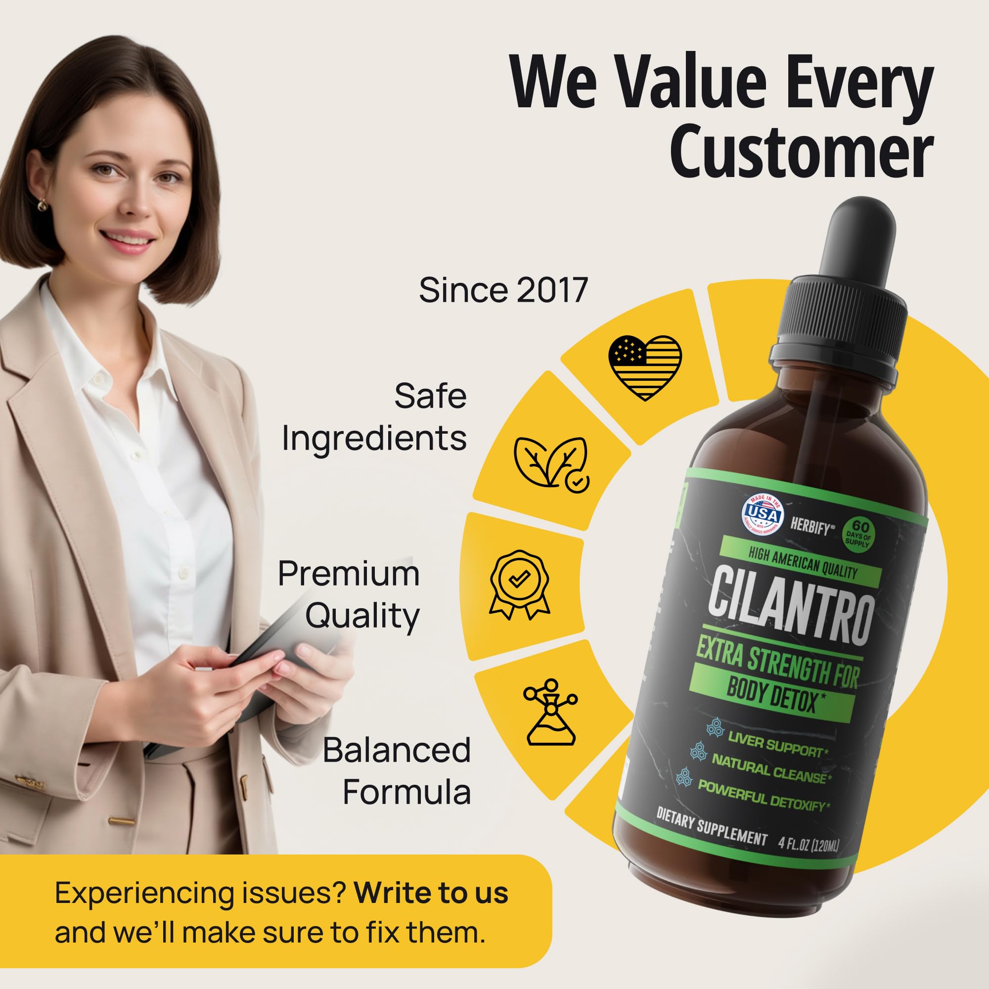 HERBIFY Cilantro Tincture - Herbal Cilantro Supplement for Detox - Rich Source of Antioxidants - Supports Heart and Body Cleanse - Made in USA - Cilantro Extract 4 Fl Oz — Amazon image 6