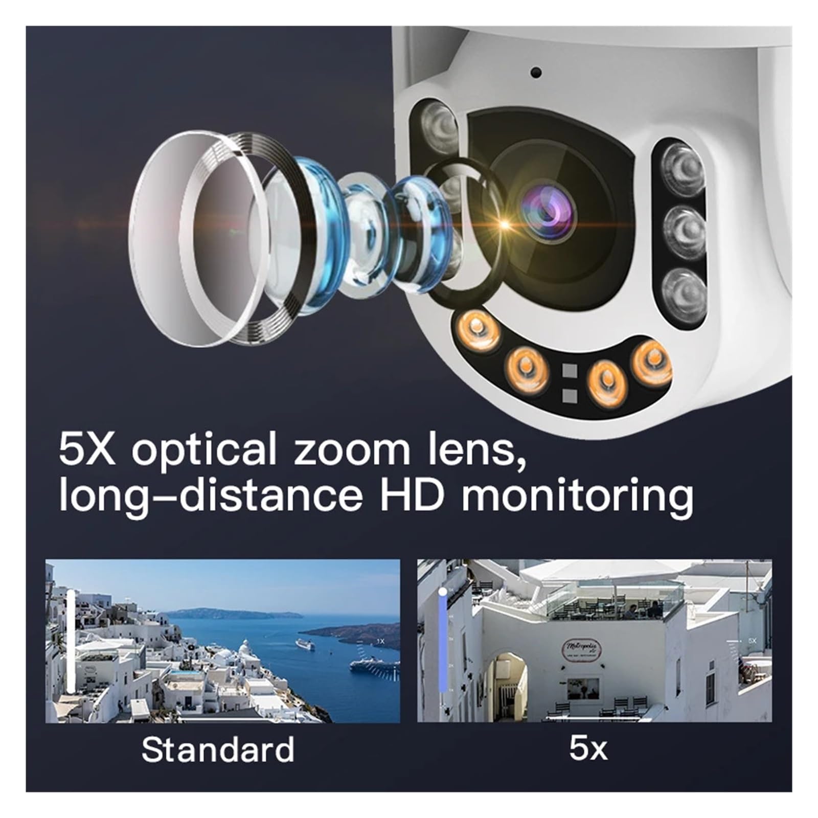 Caméra de sécurité PTZ extérieure WiFi 3MP