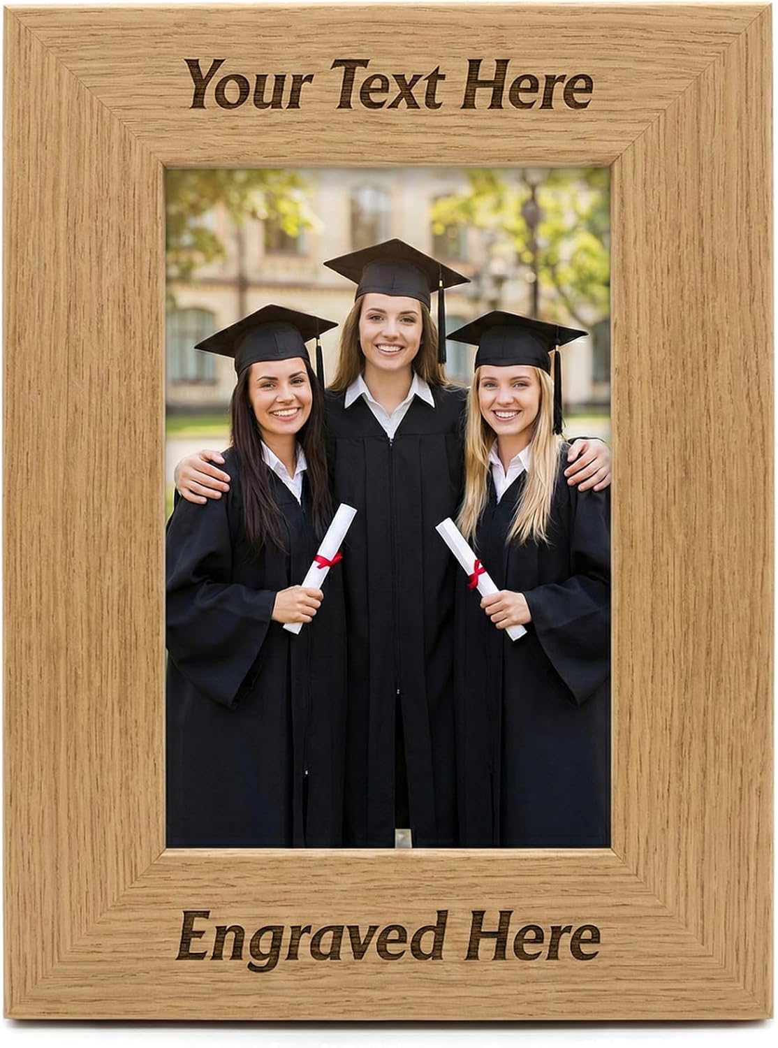 Personalized Wood Picture Frame Laser Engraved Custom Photo Frame - Memorable Keepsake Gift for Mom Dad Wedding Graduation Anniversary (Vertical)
