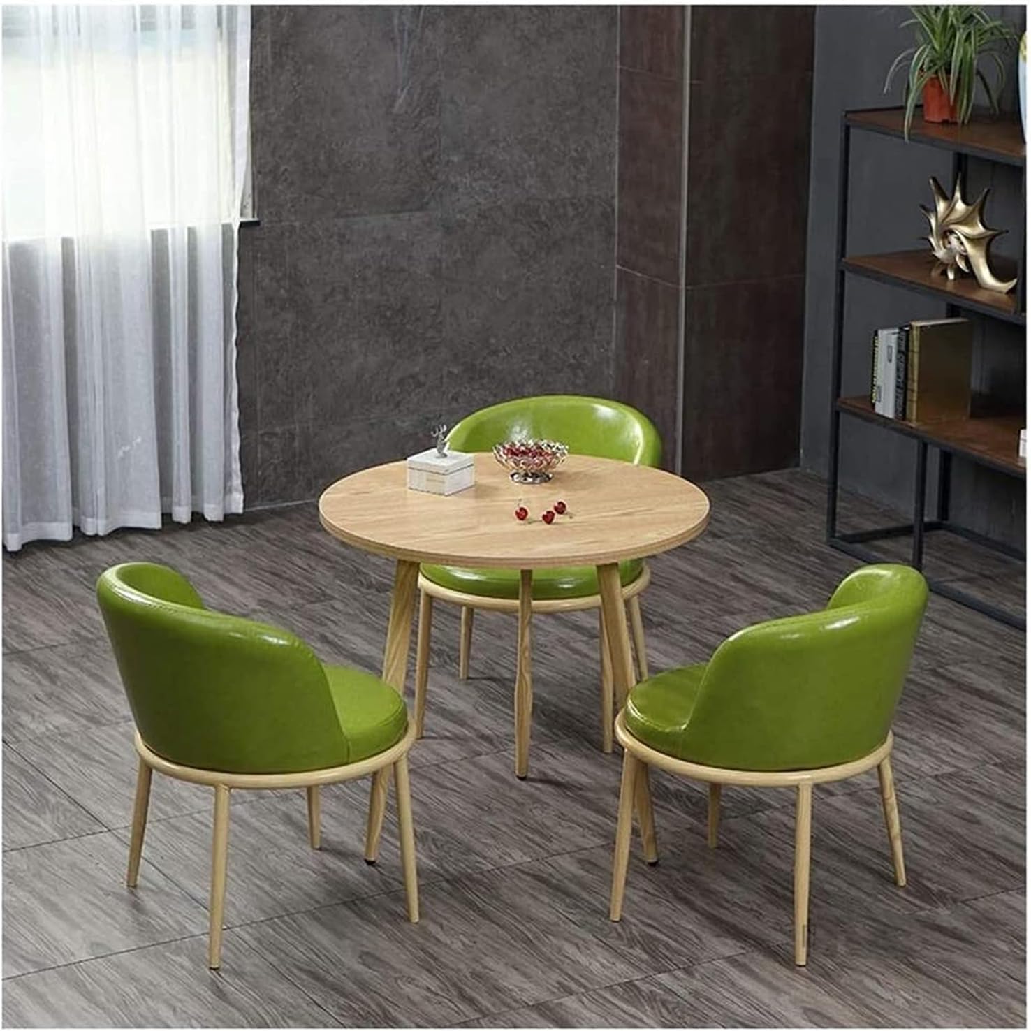 Conference Reception Room Coffee Table with Chair Simple Office Table and Chair Set 1 Table 3 Chairs Bedroom Hotel Kitchen The Company Apartment Corridor Store,Green-One Size