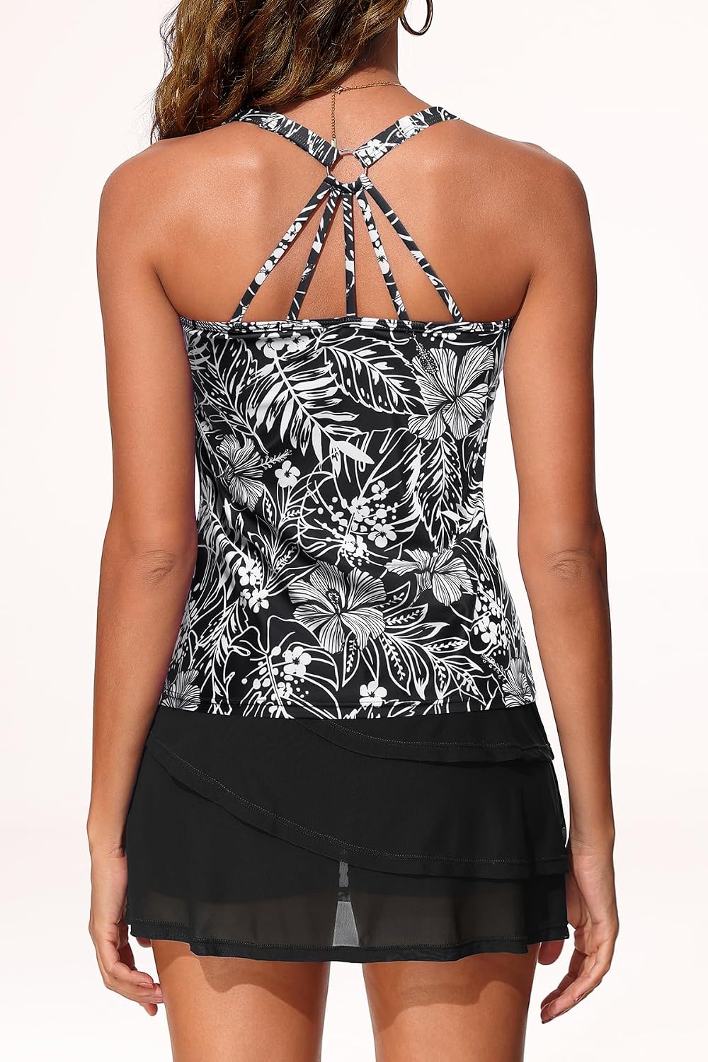 Yonique Two Piece Tankini Swimsuits for Women with Shorts Tummy Control Bathing Suits Athletic Swimwear