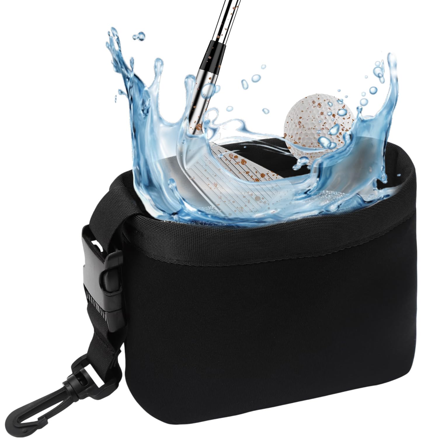 Squliicayy Golf Ball Cleaner Pouch, Portable Golf Ball Washer Bag with Clip, Waterproof Golf Club Cleaner Bag, Golf Ball Cleaner & Golf Accessories for Men and Women