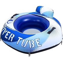 WERNNSAI 52  Heavy Duty River Tube with Canvas Cover Large Pool Floats Adults Hexagon Inflatable Water Tubes Tubing River Raft Lounge Chair with Cup Holders Backrest Grab Handles