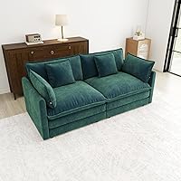 Vista 61 de Sofás seccionales grandes de 115.34" para sala de estar, sofá de pana color camel de asiento profundo de 3 plazas en forma de L, sofá seccional