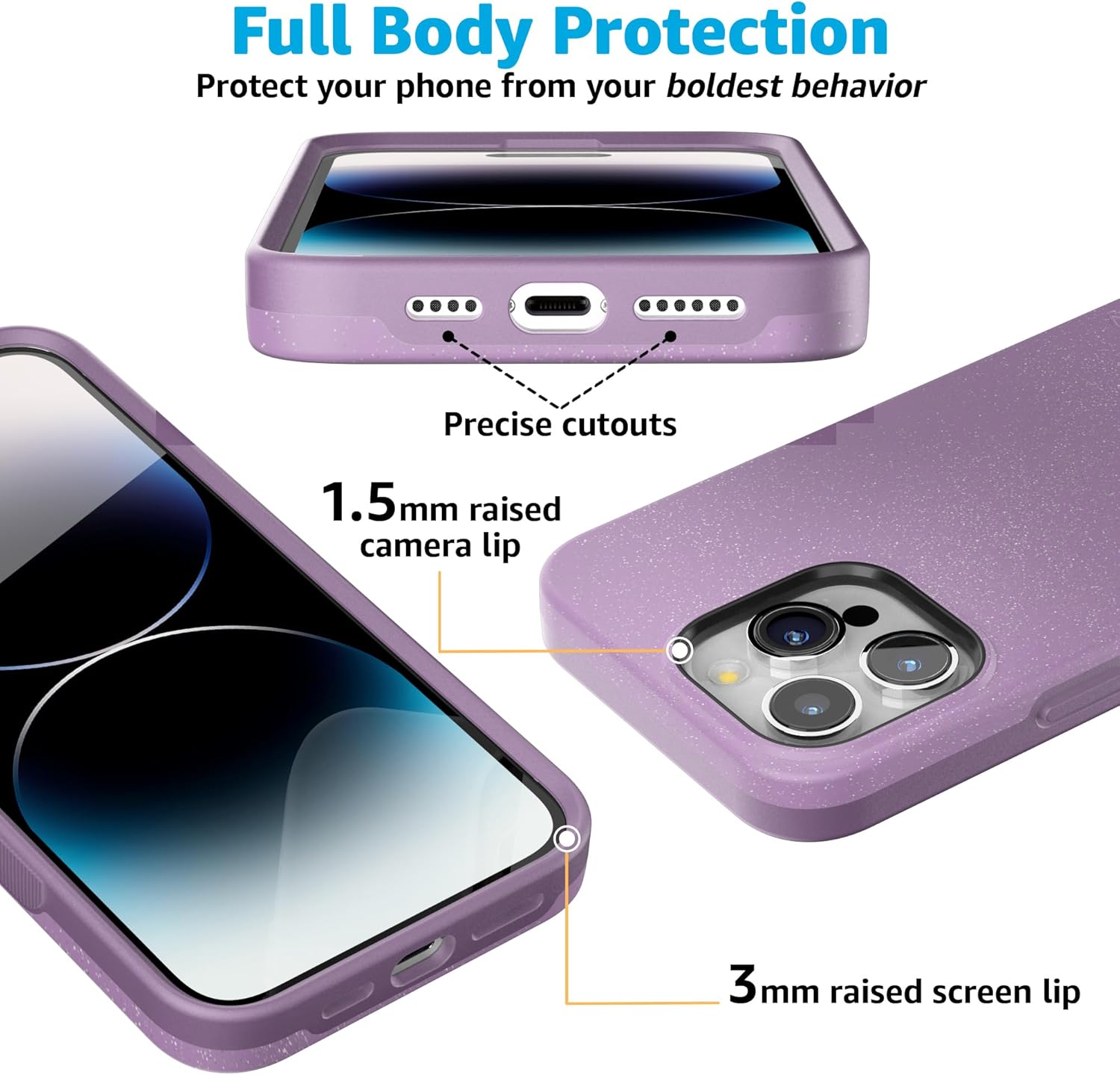 Casely iPhone 15 Pro Case | Lavender Waves | Purple Shimmer | Bold Protective Design | Compatible with MagSafe