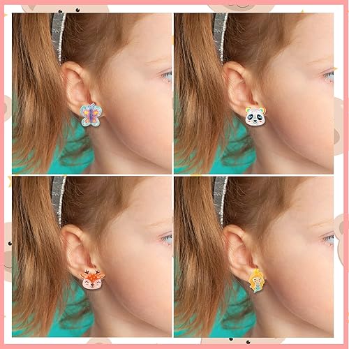 Miniatura 4 de Clip On Earrings Hypoallergenic Clips Earrings Sets Suitable for Ages 4-12 Little Girls, Cute Small Clips On Earrings Jewelry Gifts Set
