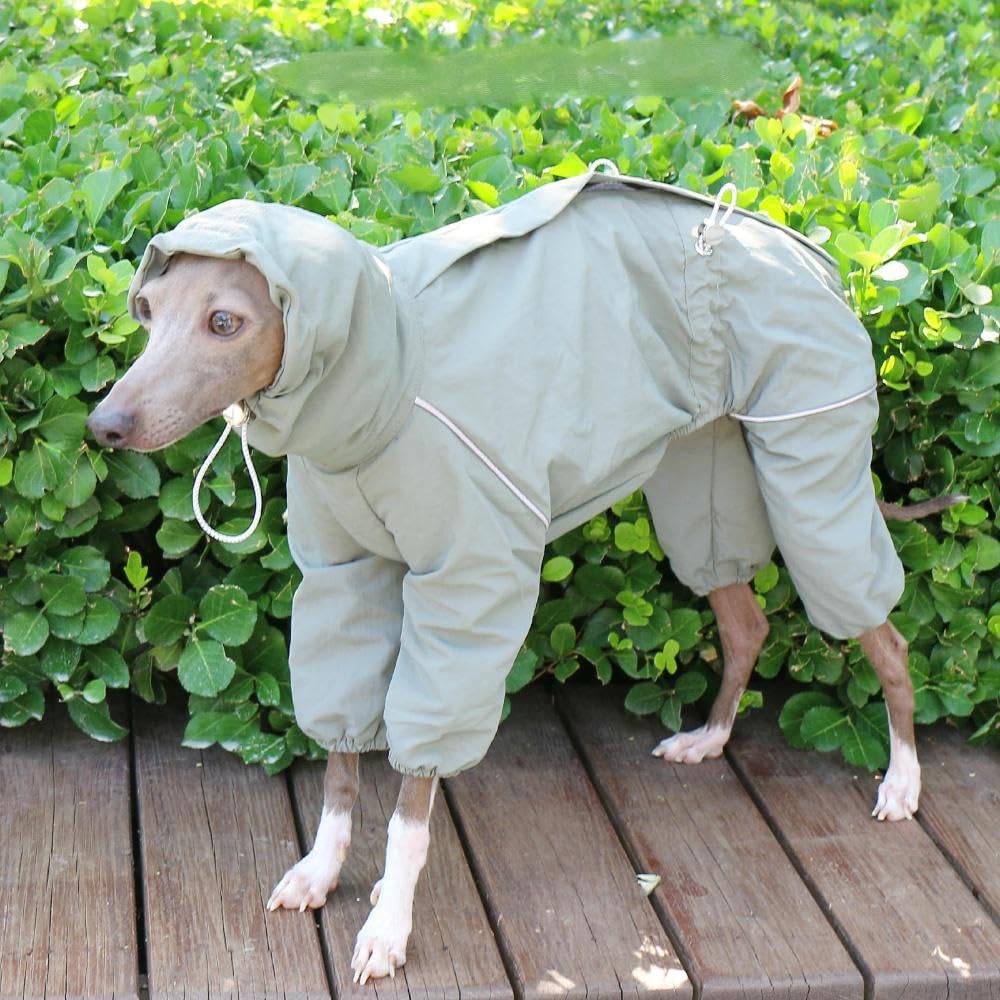 wasserdichte, verstellbare Jacke mit hohem Kragen für italienische Windhunde, 4 Beine, reflektierender Streifen, Hundemantel mit Reißverschluss für Whippet-Hunde