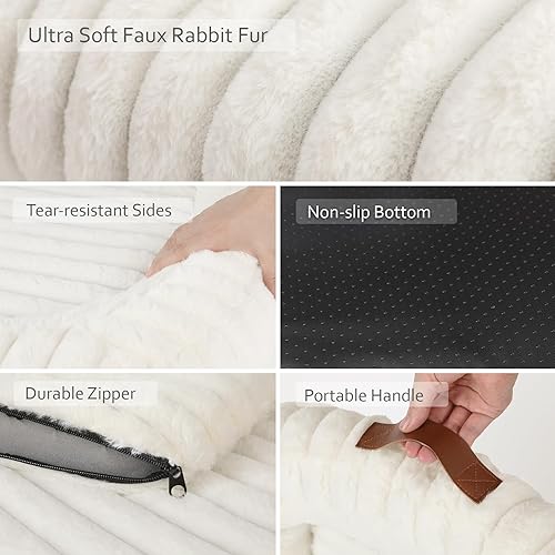 Miniatura 8 de Linda cama lavable para perro de tamaño mediano, cama calmante de felpa suave para cachorros con cubierta extraíble de cremallera y parte inferior