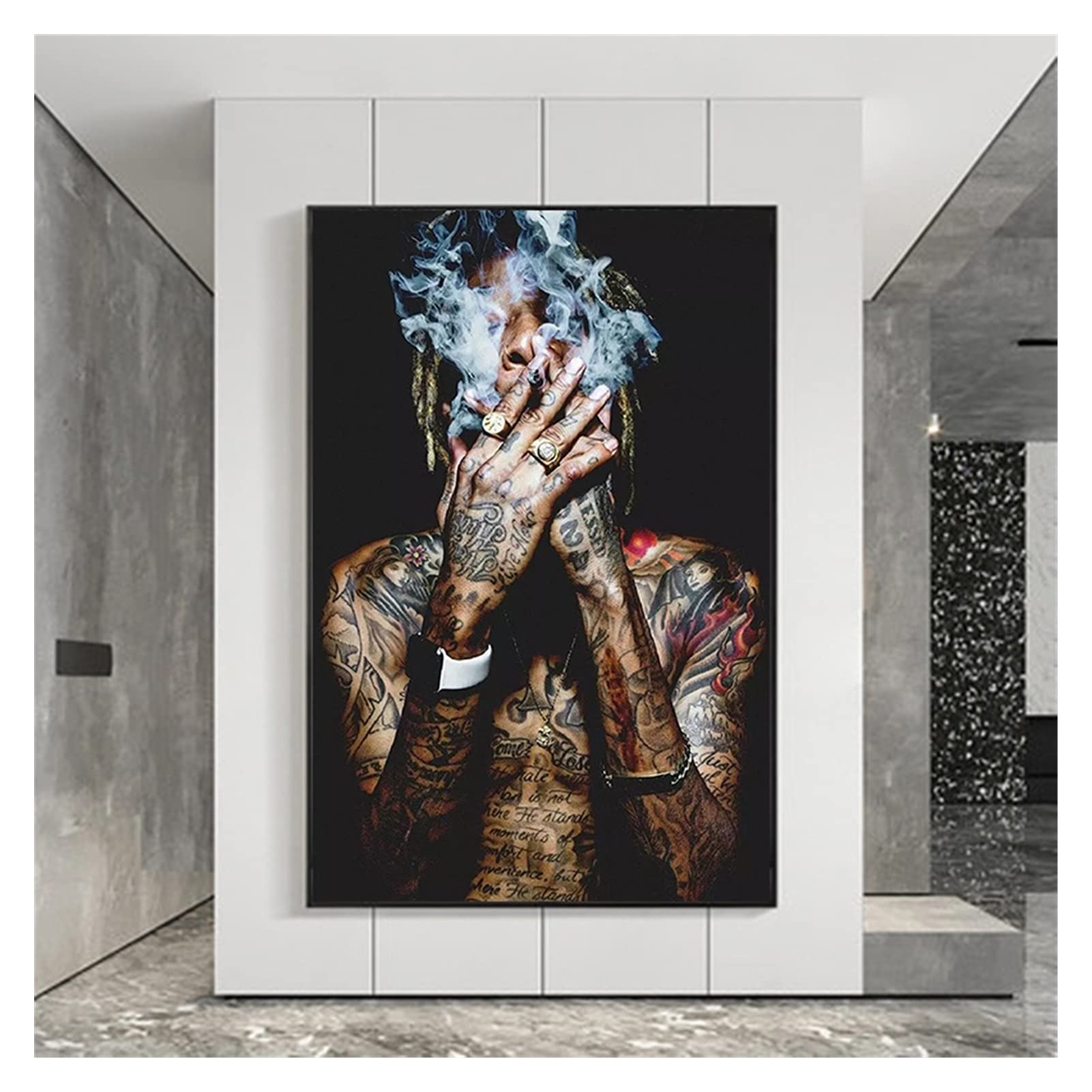 Amazon｜帆布の絵 Wiz Khalifa Rap Music Hip-Hopアートポスターと