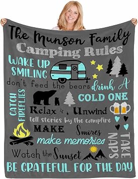 Custom Camping Blanket - Personalized Name Blanket, Custom Camper Accessories Bed Blanket Soft and Warm Flannel Blanket Personalized Gift30"x40"