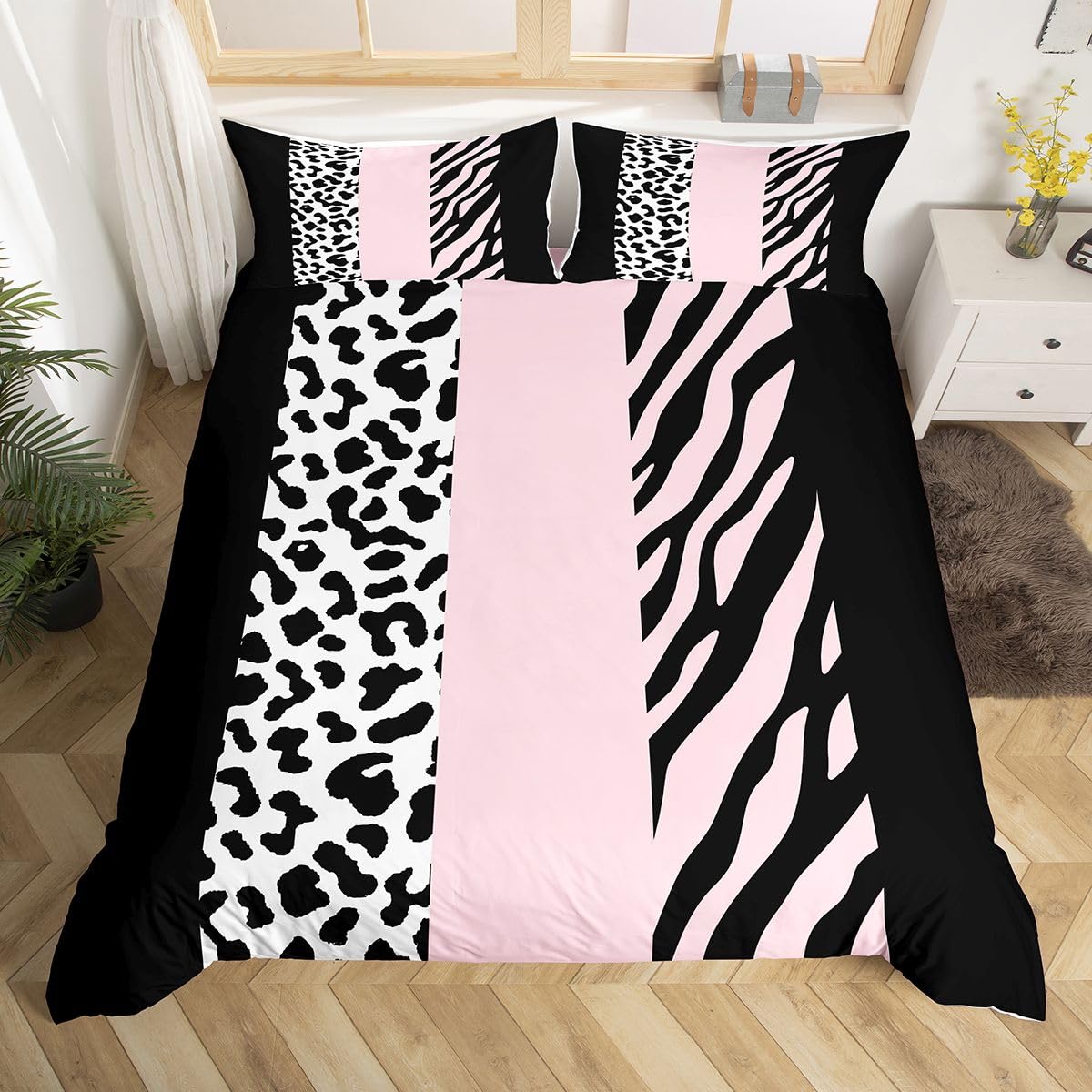 Parure de lit housse de couette zèbre anti-transpiration et douce lit double