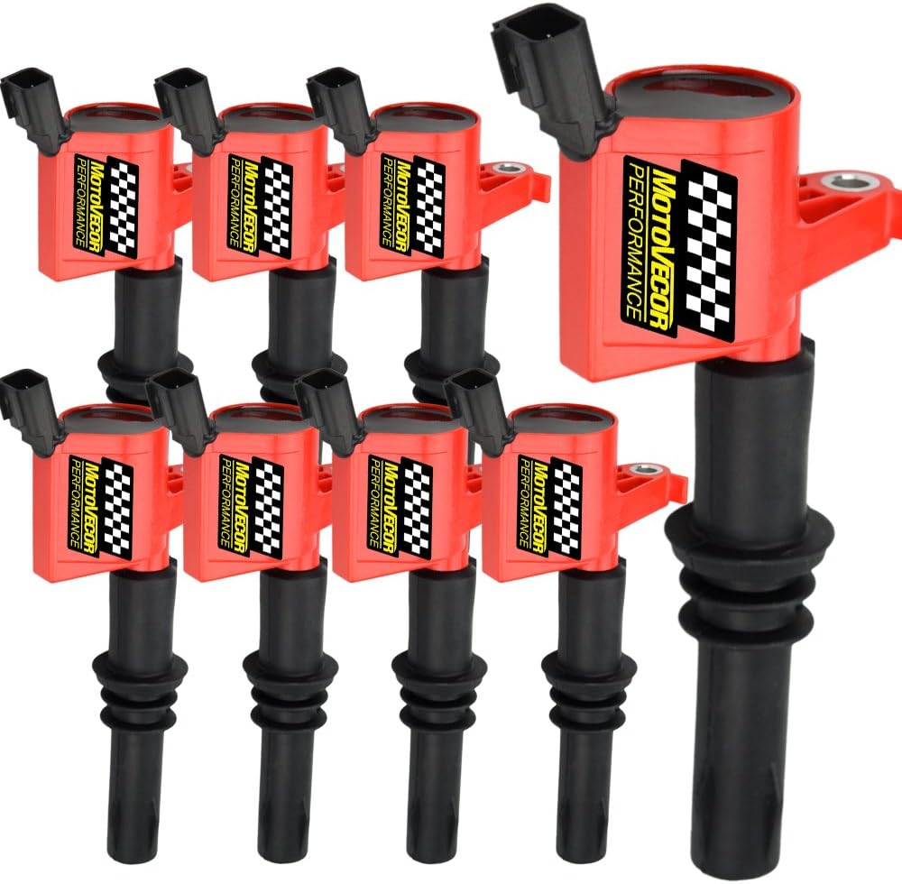 High Performance DG511 Ignition Coil 8 Pack Straight Boot 15% More Energy for Ford F150 F250 F350 F-150 Lincoln Mercury MUSTANG V8 V10 4.6l 5.4l 6.8l Compatible with DG511 C1541 FD508-Upgrade (Red)