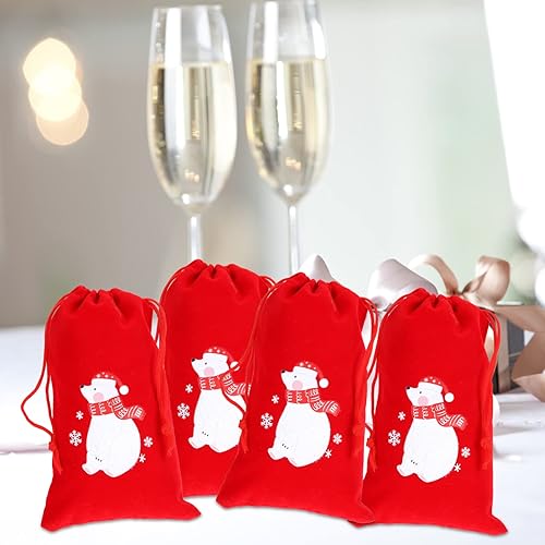 Miniatura 4 de Ipetboom 10 bolsas de regalo de Navidad con cordón de Papá Noel, bolsa de regalo de calcetines, bolsas de dulces de Navidad para envolver Navidad,