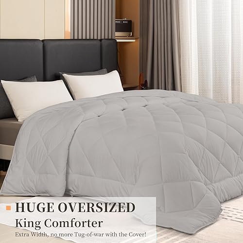 Miniatura 8 de GOHOME Edredón de microfibra extra grande de 120 x 98 pulgadas, para todas las estaciones, relleno de edredón alternativo con 8 pestañas en las