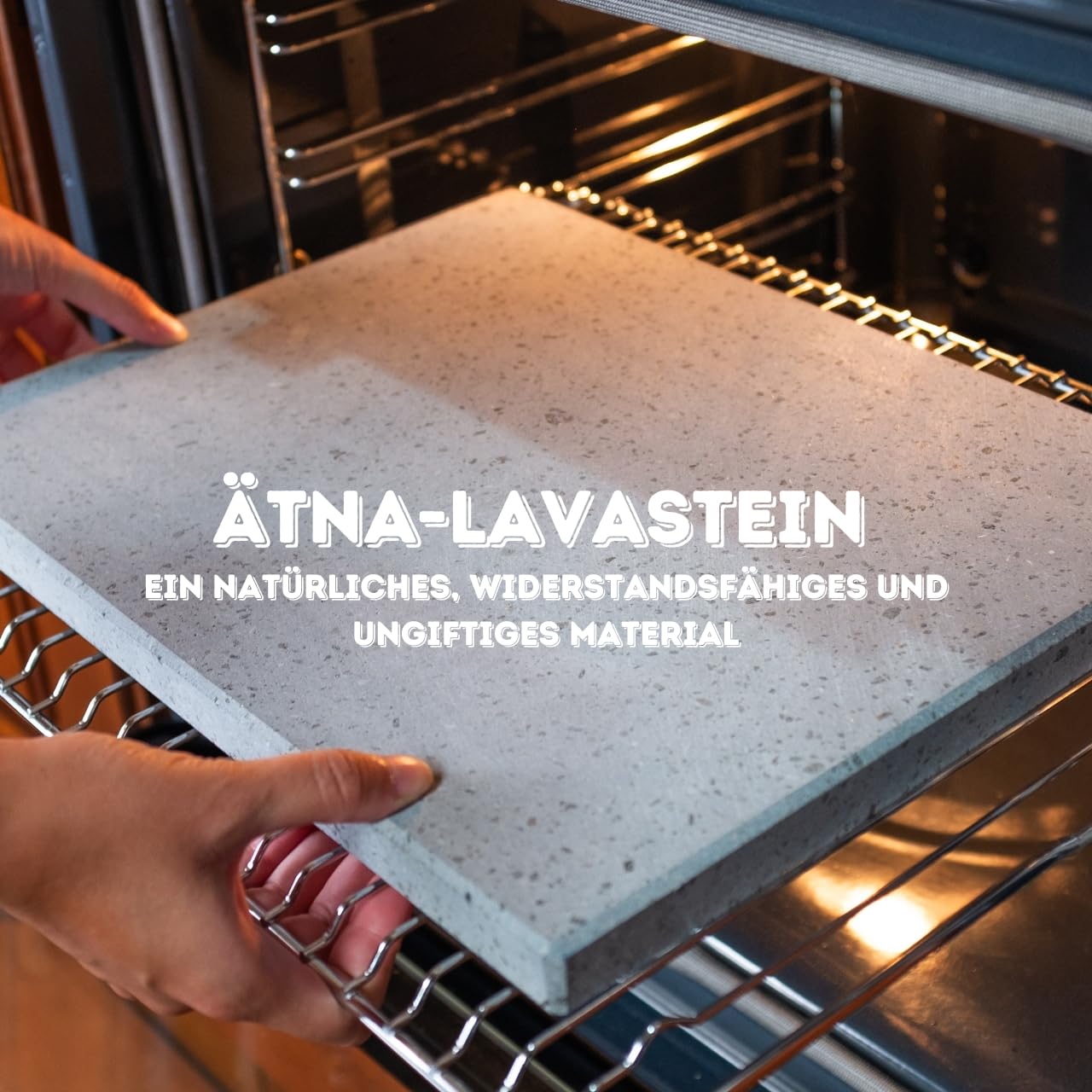 CUORE LAVICO - Ätna Lavastein für Pizza 39x35 x 2 cm | Pizzastein für für backofen und Grillofen für Brot, Pizza und römische Pinsa - Made in Italy - Sicily