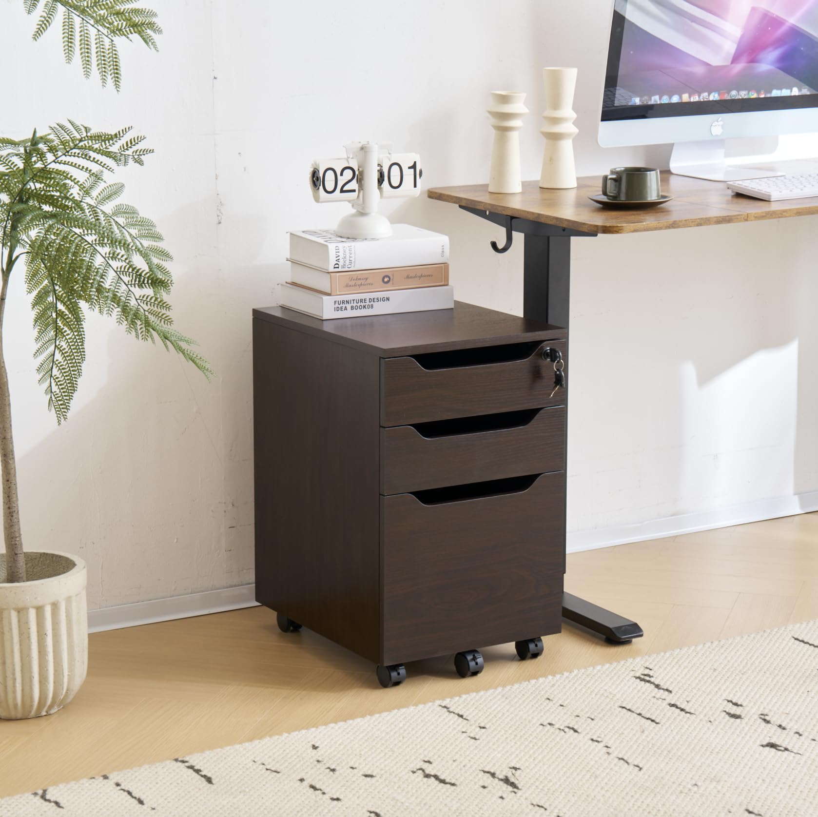 Amazon.co.jp: デスクワゴン サイドワゴン ラック 鍵付き 脇机