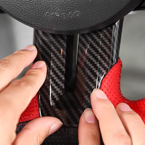 Miniatura 5 de Jimen Compatible con Ford Mustang 2015-2023, accesorios de moldura para volante (fibra de carbono)