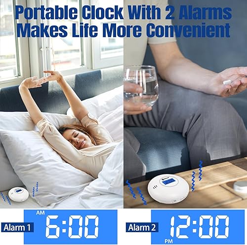 Miniatura 5 de Geevon Reloj despertador vibratorio para durmientes pesados, reloj agitador de cama súper ruidoso para personas con discapacidad auditivasordos,