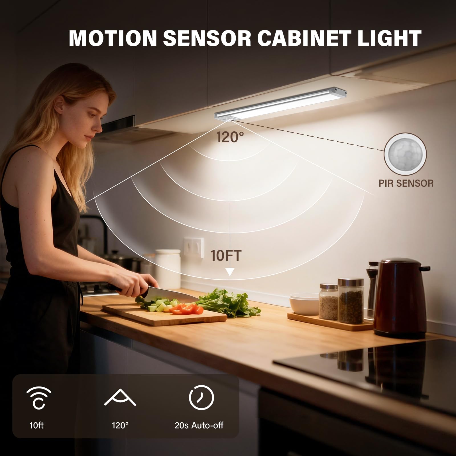 Illuminazione per armadio da incasso da cucina a LED sensore di movimento