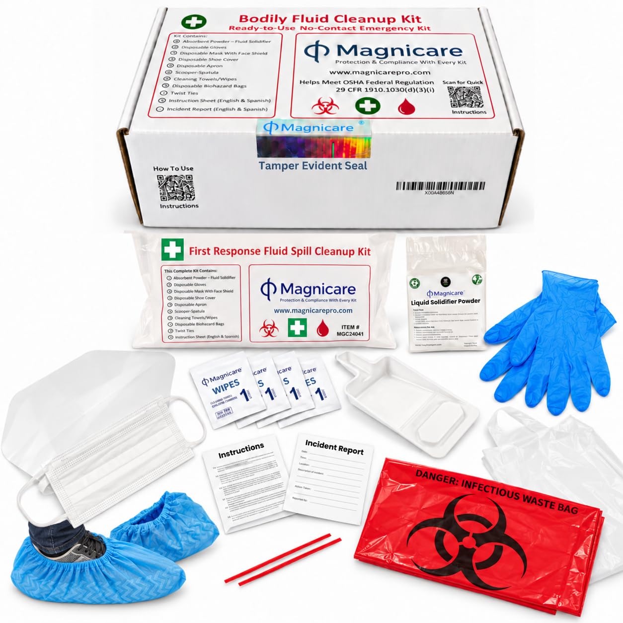 Bodily Fluid Clean Up Kit & Vomit Clean Up Pack - Be OSHA Compliant