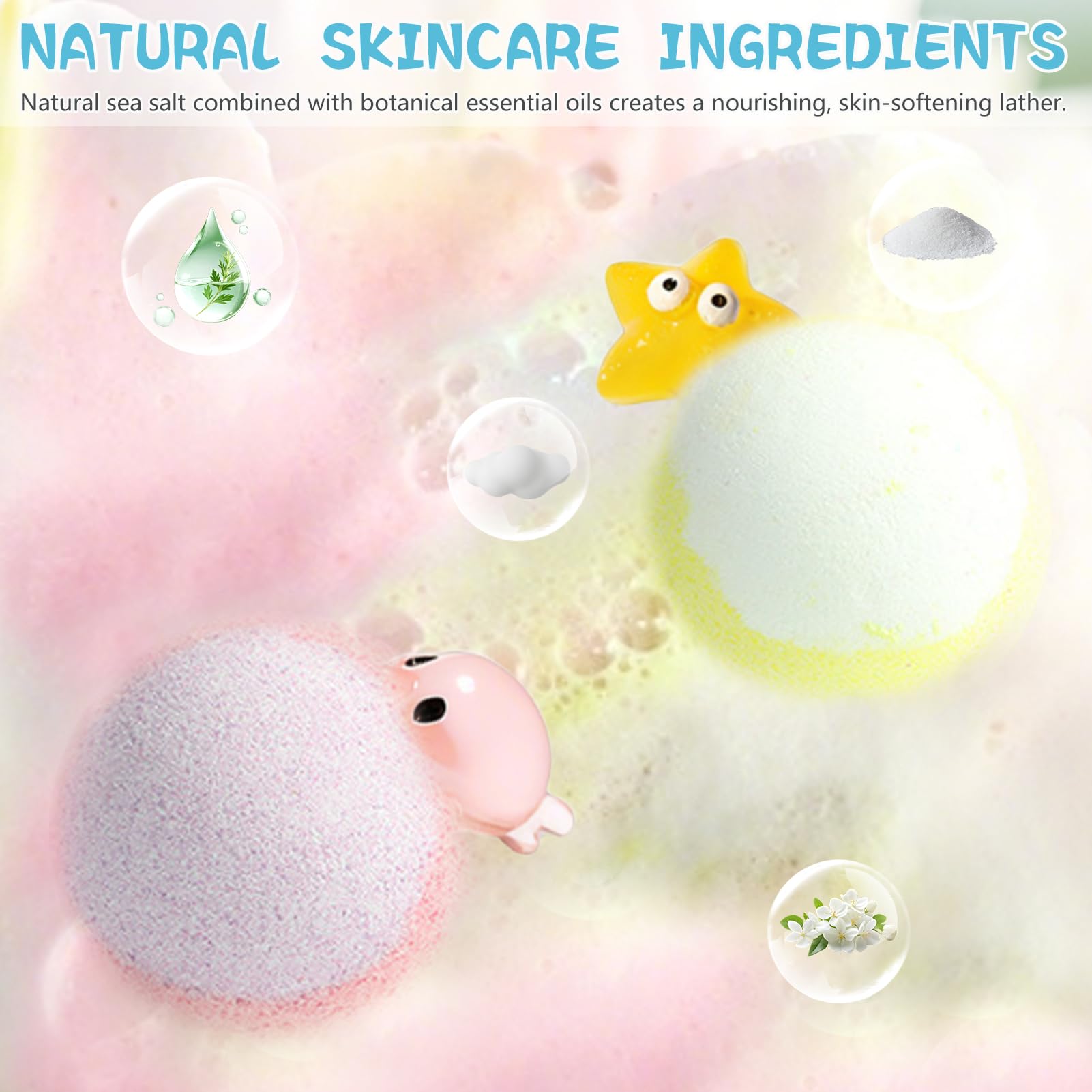 Bath Bomb Gift Set for Kids, Badebomben Kinder mit Überraschung, Handgefertigte Kreative Badesalz Badekugeln Kinder, Bunte Badesalz Kugeln In Tierform Geschenk für Kinder Frauen Schaumbad (B)
