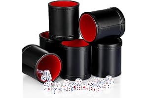 Skylety 6-Piece Leather Dice Cups and 30 Dices