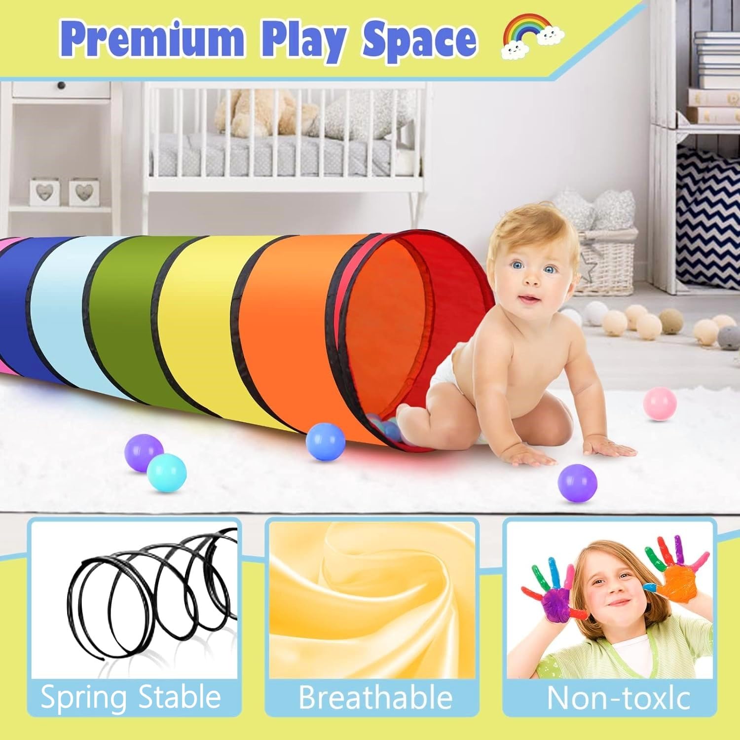 Tente de Tunnel de Jeu d'enfants 180cm LATERN Pop-Up Pliable Intérieur Extérieur