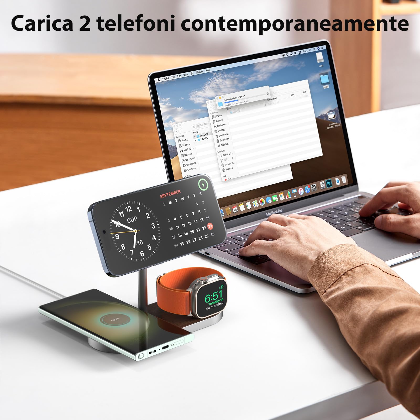 KU XIU X23 Pro Caricatore 3 in 1, Stazione di Ricarica per Apple, Caricatore Wireless Compatibile con iPhone 17/16/15/14/13/12 Pro Max, Apple Watch Ultra/9/8/7/6/SE/5/4/3, per AirPods 2/3/4Pro