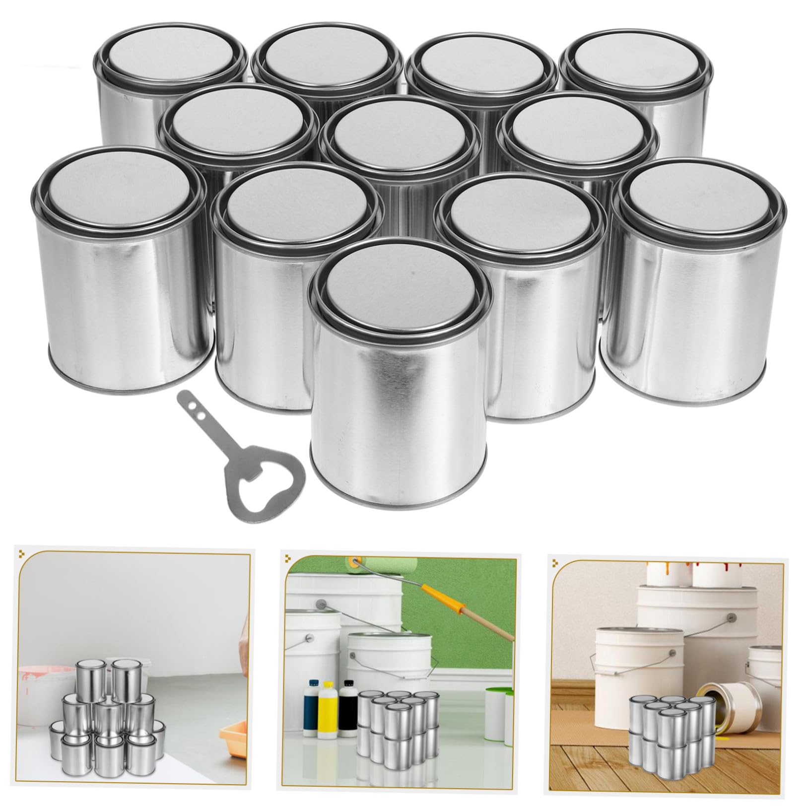 Botes de Pintura Vacíos con Tapa y Abridor Envases Metálicos sin Revestimiento para Almacenar Pintura Imprimantes y Selladores Diseño Seguro Antipérdidas Fácil Limpieza