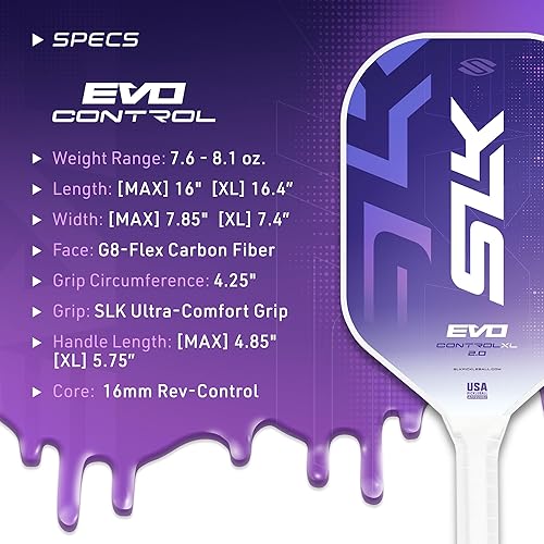 Miniatura 7 de Selkirk Sport SLK Evo Pickleball Paddles Evo Power, Control and Hybrid Fiberglass or Carbon Fiber Pickleball Paddle Control Púrpura