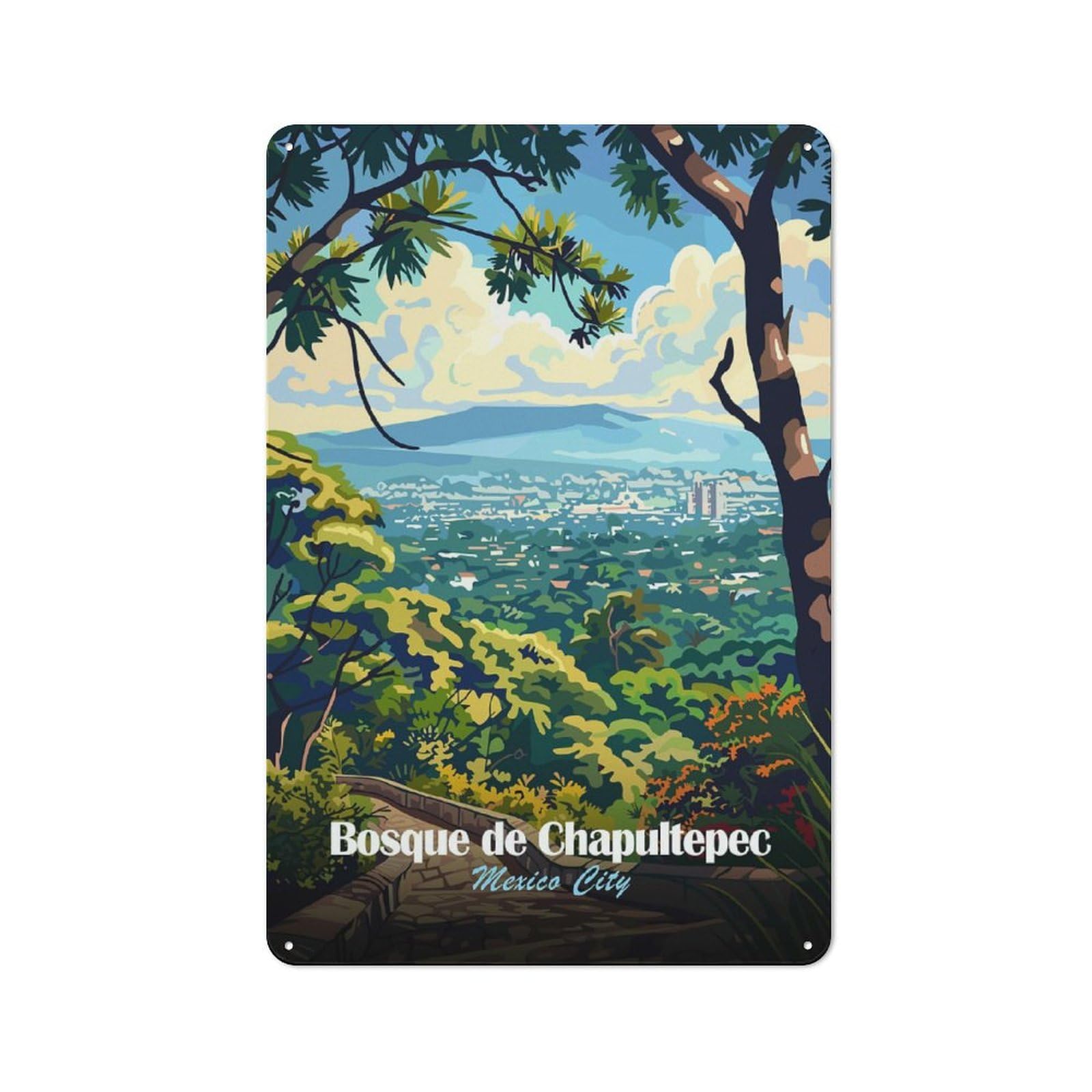 Junmoney Style-11 Creative Bosque De Chapultepec, Mexico City Tin Sign 30X20cm, Study Room Decor For Workspace, Cafe, Shop Or Desk Area