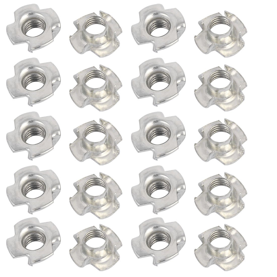 Uxcell Silver Sourcingmap M8 X 8Mm Four Pronged Tee Nuts Captive Blind Inserts 20Pcs For Wood Furniture