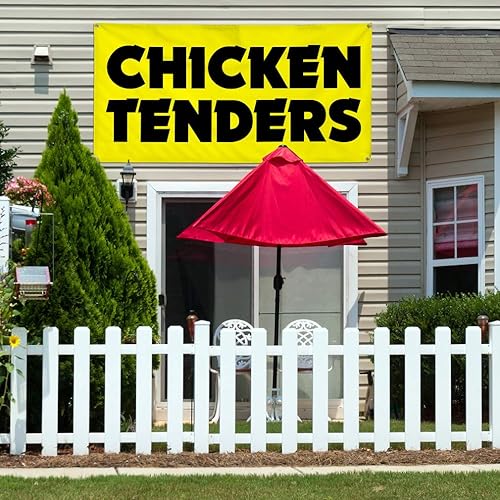 Miniatura 3 de Vinyl Banner Multiple Sizes Chicken Tenders Advertising Printing Restaurant & Food Outdoor Weatherproof Industrial Yard Signs Yellow 4 Grommets