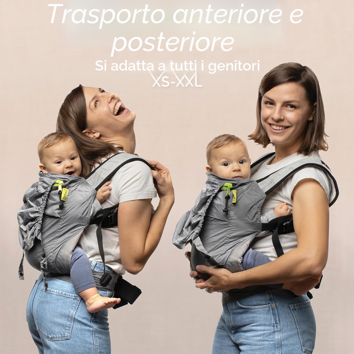 Boba Air Grey - Marsupio Porta Bebe Ergonomico Neonato da Viaggio Ultra Leggero