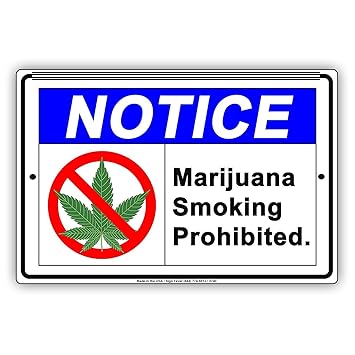 amusFlynnel Warning Sign Notice Marijuana Smoking Prohibited No Smoking Signboard No Smoke Display Safety Warning Road Sign Business Sign 12X16 Inches Aluminum Metal Tin Sign