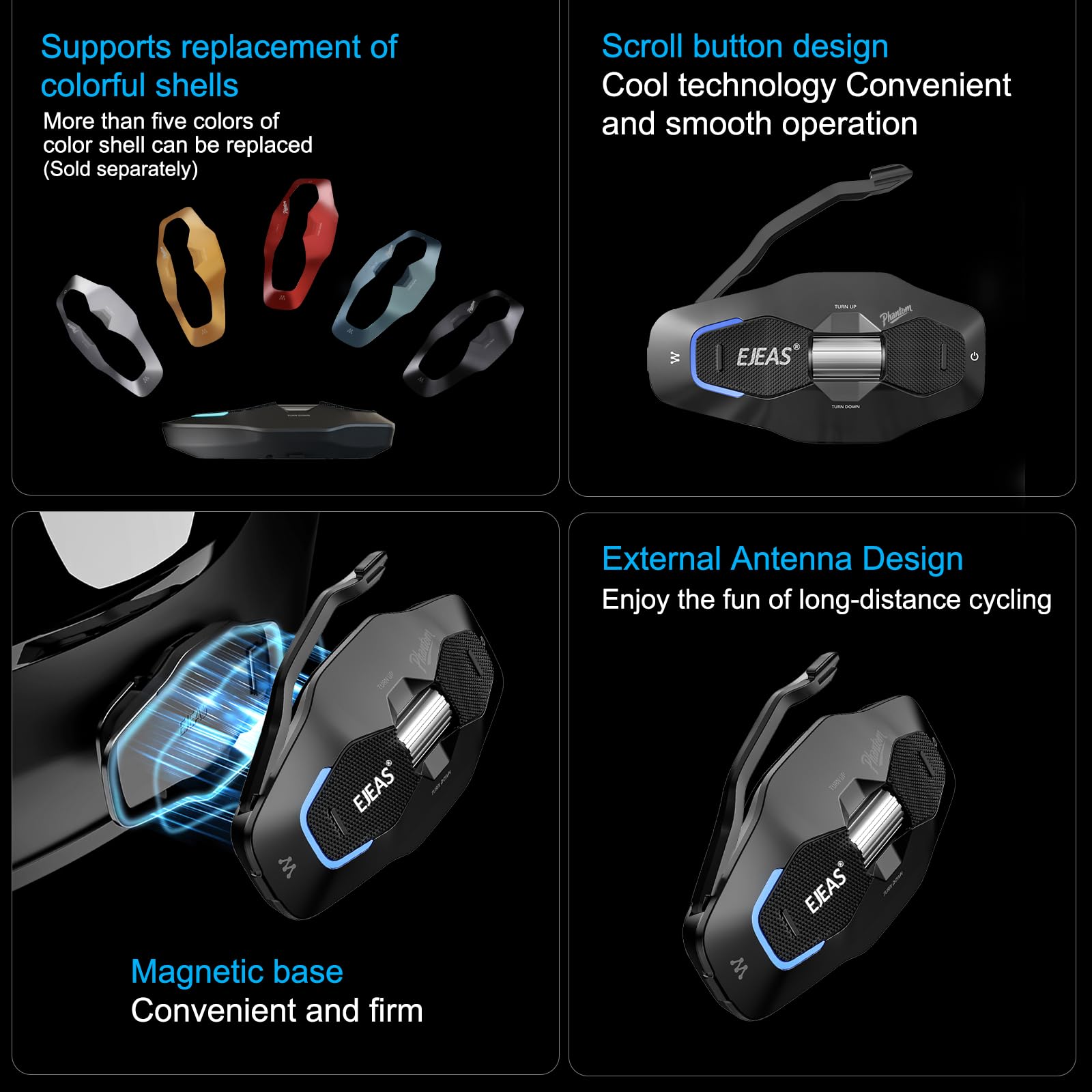 X10 Casco Moto Auricolare Bluetooth, 10 Riders Mesh 4.0 Motociclo Interfono, Sistemi di Comunicazione con Music Share, Doppia Riduzione del Rumore, Assistente Vocale, IP67, Nero