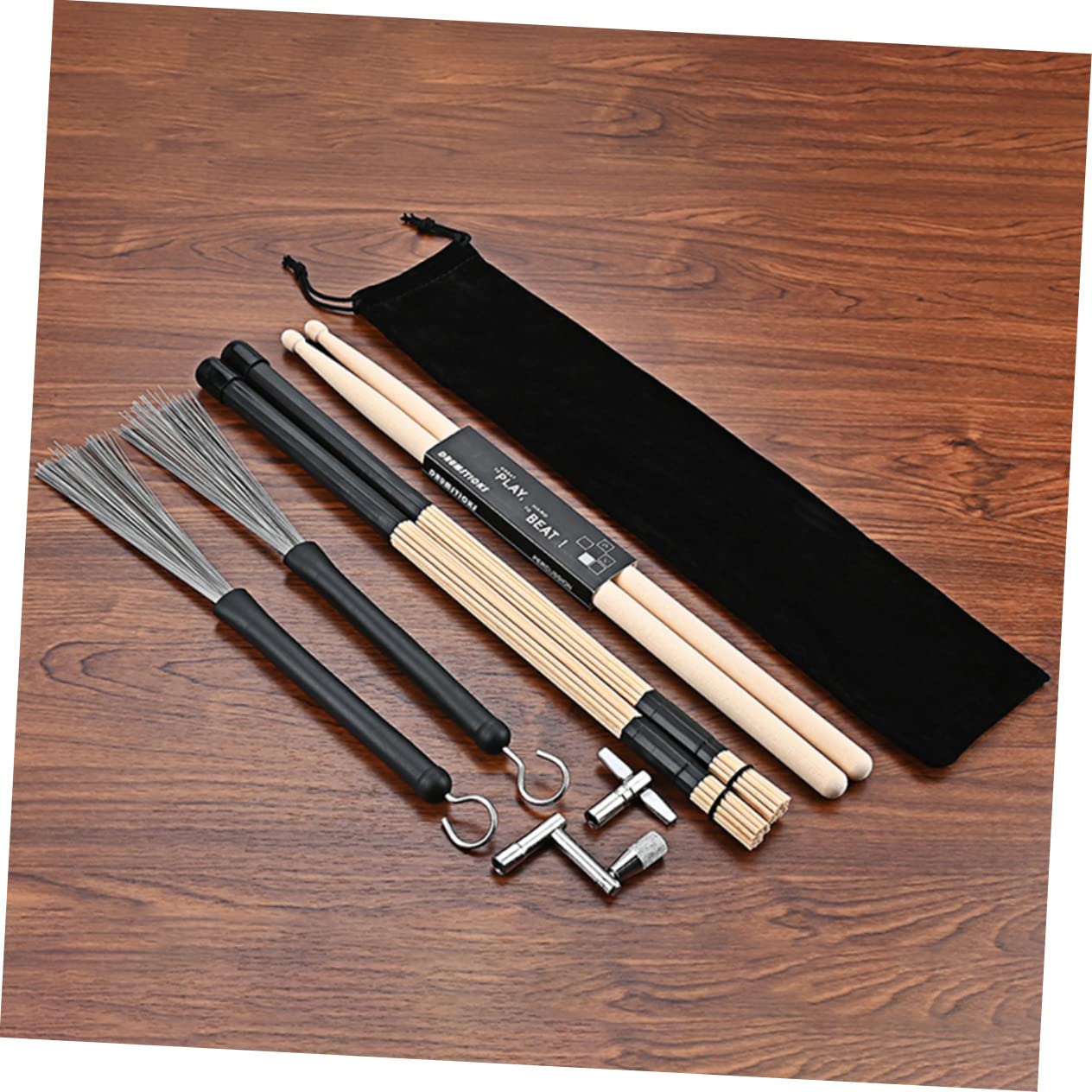 ifundom 1set Bacchette Per Batteria Con Chiave Di Tuning Spazzole e Borsa Pratica Kit Completo Per Batteristi Professionisti e Principianti