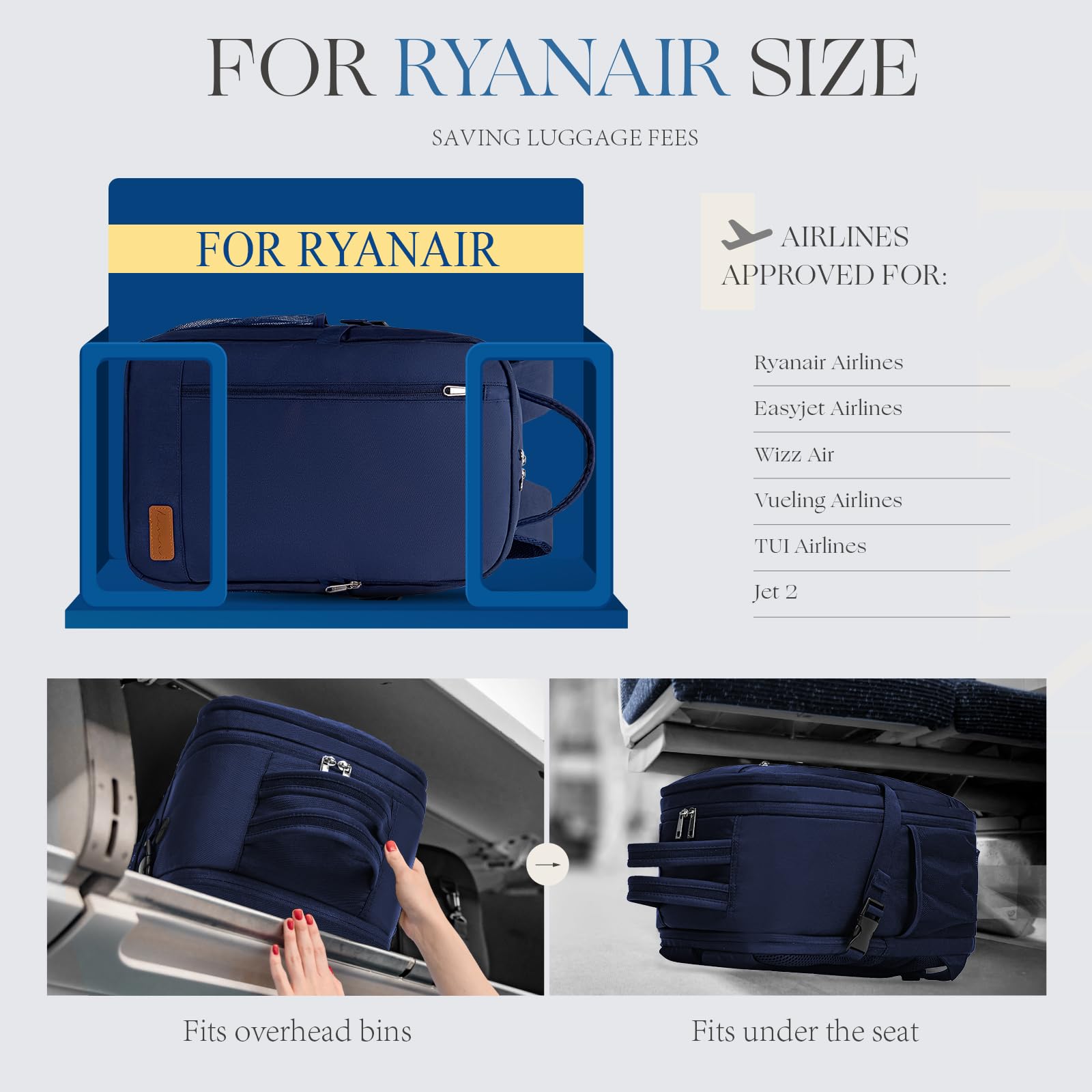 Zaino per Ryanair 40x20x25 Zaino da Viaggio Aereo Bagaglio a Mano Borsa Zaini da Viaggio Travel Bag Cabina per Easyjet Wizz