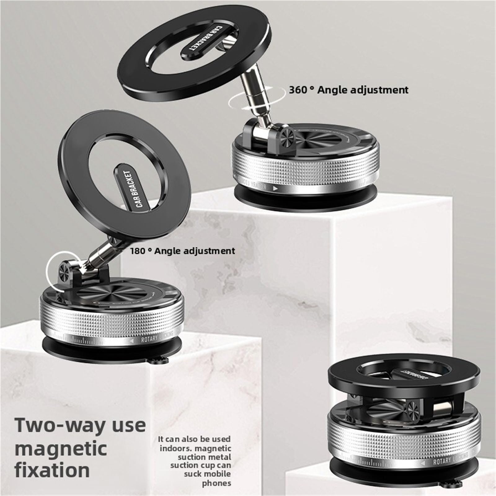 Soporte montaje parachoques Soporte magnético para teléfono con ventosa de vacío ajustable 360°, para coche/gimnasio/espejo/Smoot Soporte parachoques delante