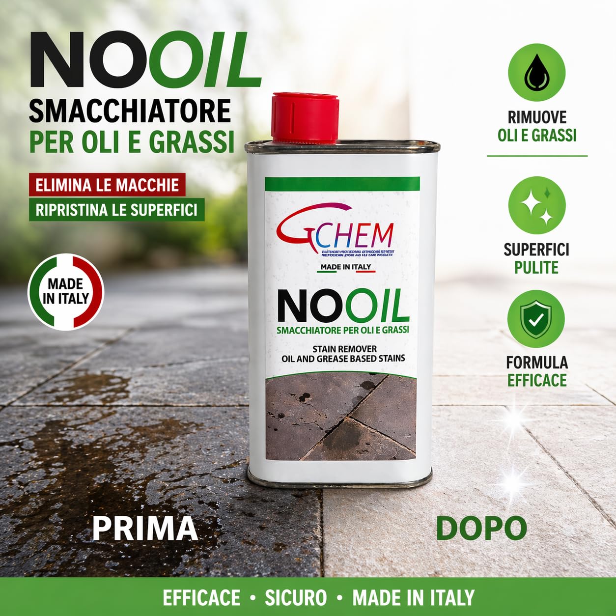 Smacchiatore Professionale Rimuovi Macchie di Olio e Grasso da Marmo, Cotto, Pietra e Cemento - smacchiatore efficace per rimuovere macchie di olio e grasso da qualsiasi superficie in pietra