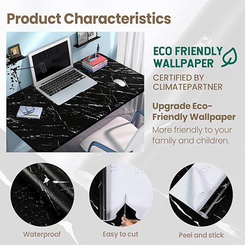 Miniatura 33 de practicalWs Papel tapiz de mármol para despegar y pegar de 15.7 x 236.2 pulgadas, papel de contacto de mármol para armarios y cajones, papel