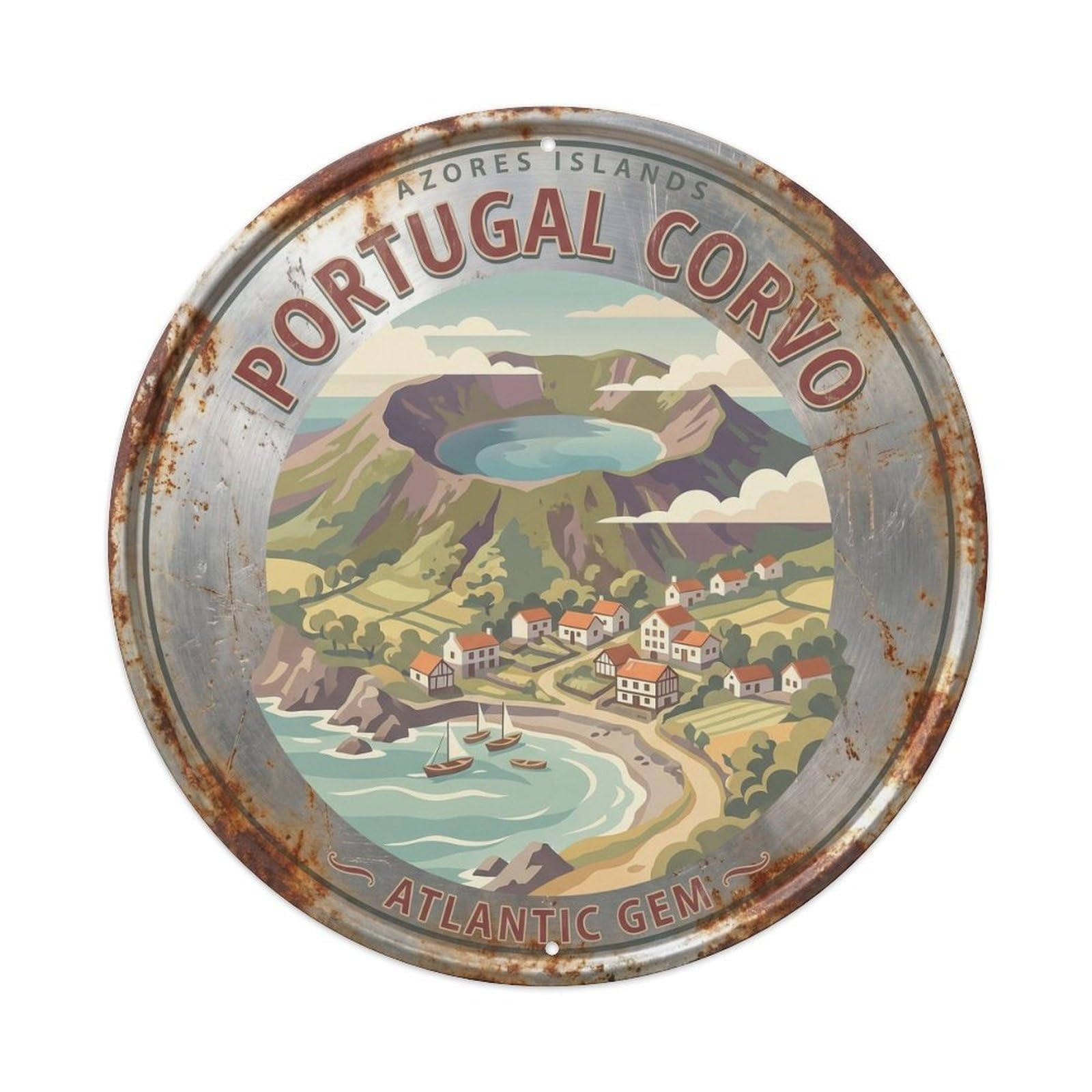 Este 8X8inch Style Corvo Smallest Portuguese Classic Travel Europe Metal Tin Sign