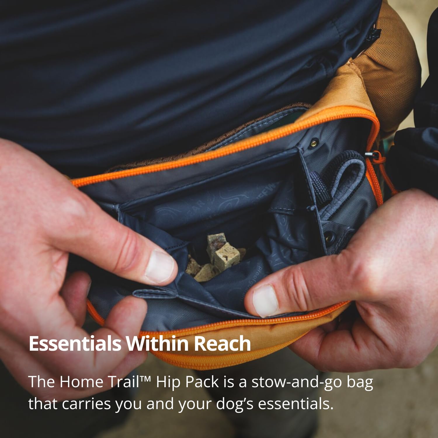 Ruffwear, Home Trail - Marsupio a tracolla con cintura regolabile, porta cacca, tasca per telefono, mani libere per allenamento, escursionismo, corsa, viaggi, Grigio Granito, 15-54 inches