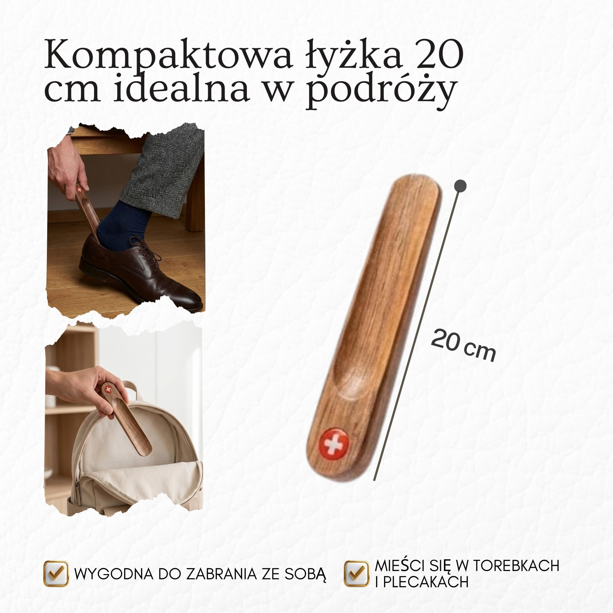PAVLOVA'S Solidne łyżki do butów z litego szwajcarskiego orzecha włoskiego | Zestaw 3 uchwytów w różnych rozmiarach | Praktyczny pomocnik w butach dla mężczyzn, kobiet, dzieci i seniorów | 10 lat