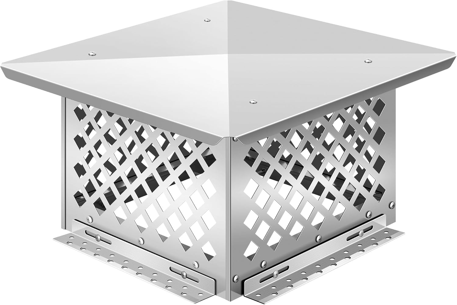 VIVOHOME Chimney Cap, 13" x 13" Square Chimney Cover, Stainless Steel Fireplace Flue Lid with Adjustable Bottom, Mesh Chimney Cover for Outside Existing Clay Flue 13 x 13 inches