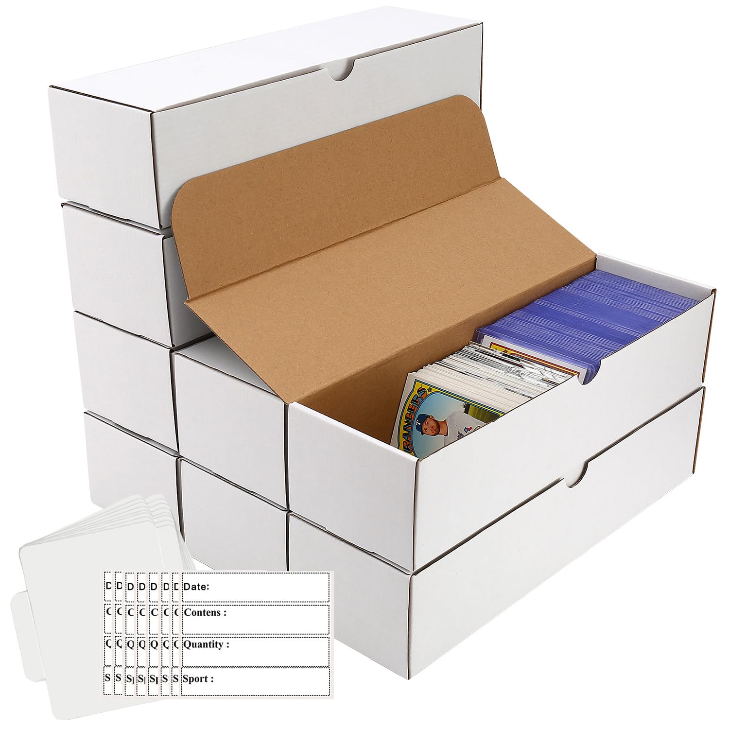 Card box 8 Pack-6400 Count,Trading card storage box with 30 Dividers&10 Labels,Card Organizer Corrugated Cardboard Storage,Card game storage for Baseball Cards,TCG/Magic/Mtg storage and Collection