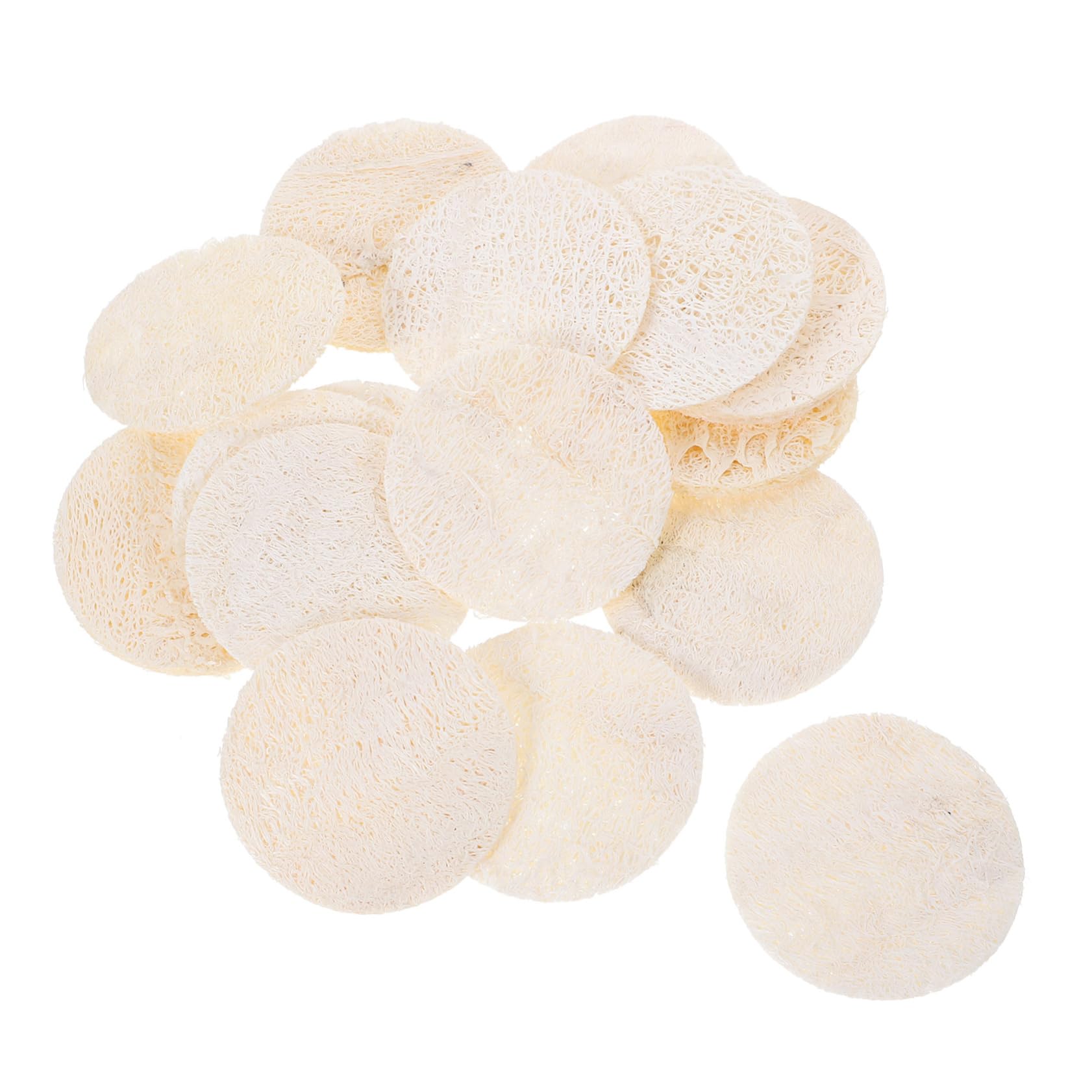 TOBBOMEY 18Pcs Facial Scrubber Pads Natural Loofah Exfoliating Sponge for Gentle Skin Cleaning Shape for Family Use Deep Cleansing and Exfoliation