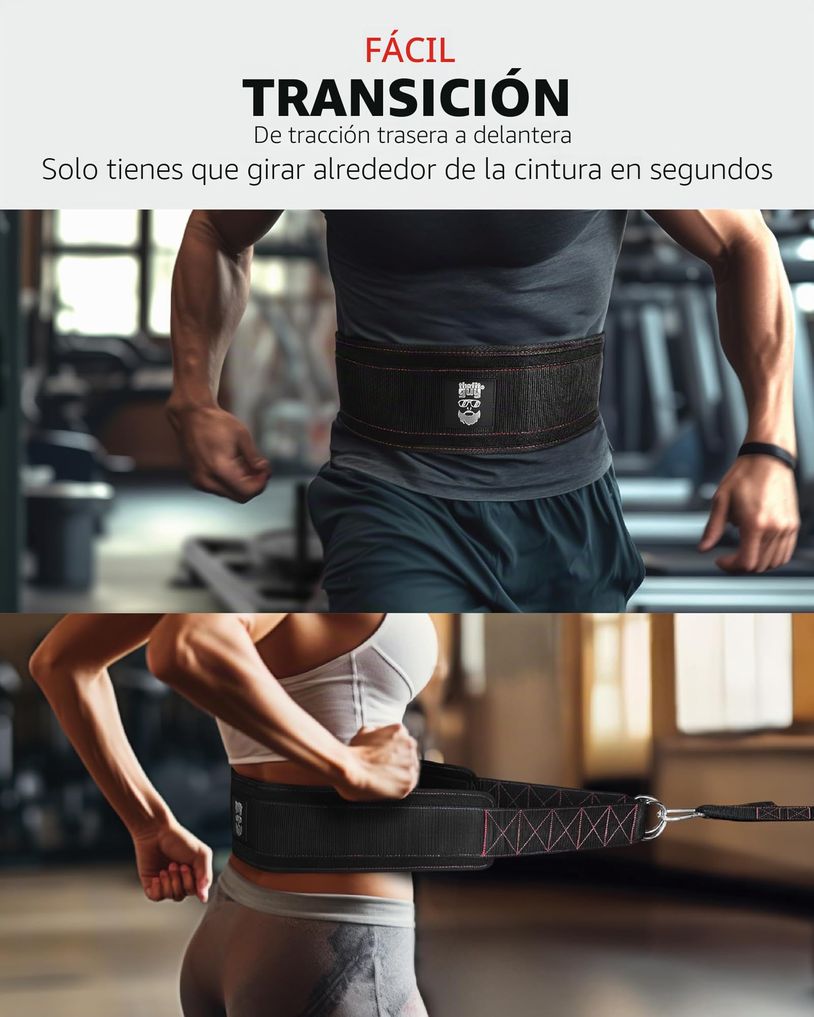 THEFITGUY Cinturón de tracción de trineo, cierre ajustable, 2 correas y 4 ganchos, para entrenamiento de resistencia multidireccional, fuerza y agilidad